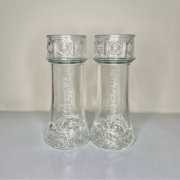 Collectible Red Lobster Lighthouse Tower Tall Drinking Glasses Set of 2 - Picture 1 of 5